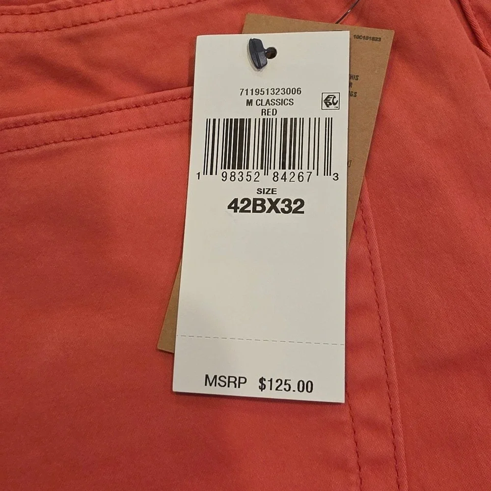 Polo Ralph Lauren Mens Varick Slim Straight Pants Red Salmon Pink 42B x 32